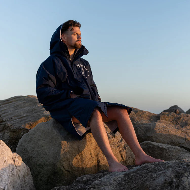 Sandbanks Style Luxury Dry Robe - Navy/Grey