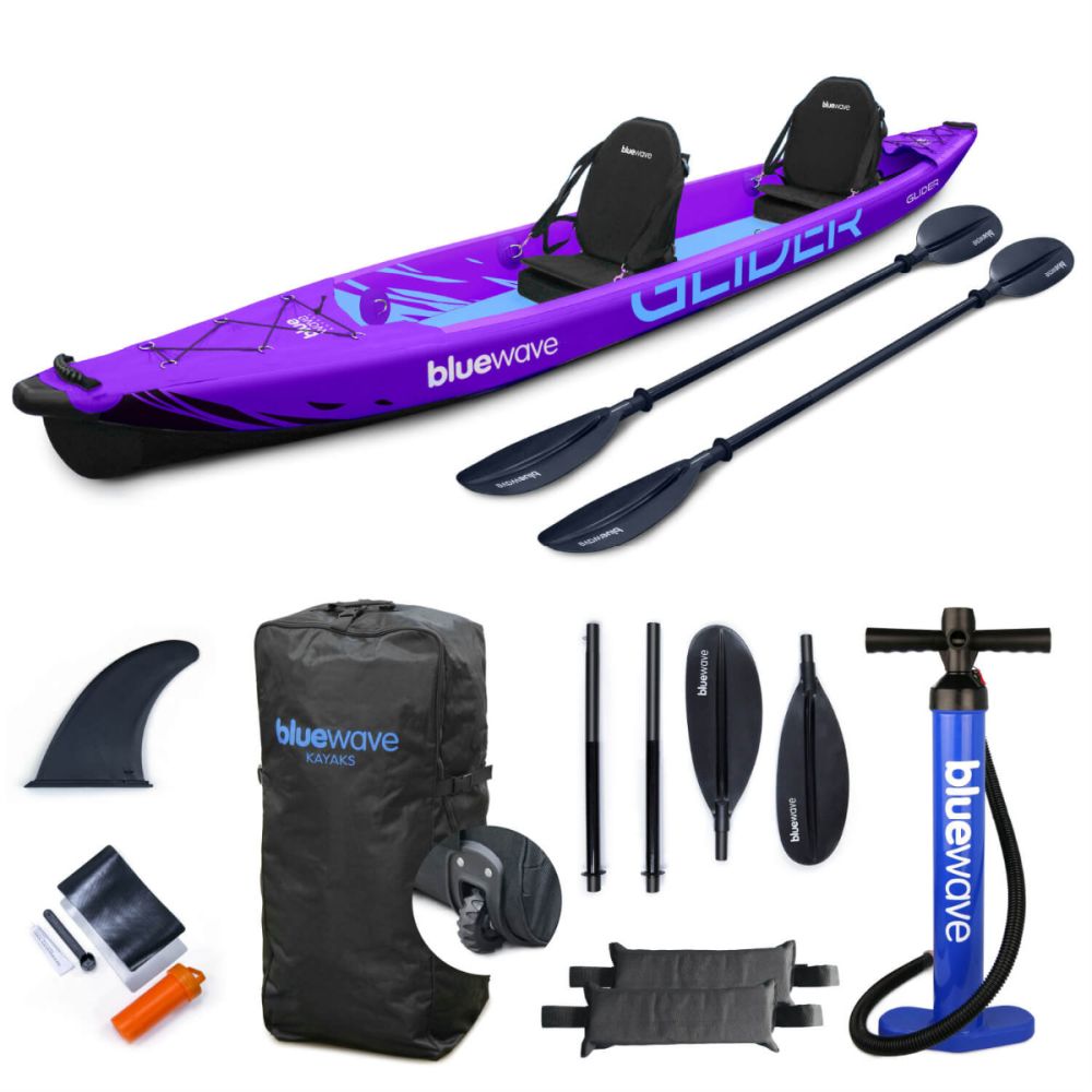 Glider Full Drop-Stitch Double Inflatable Kayak Package | Purple