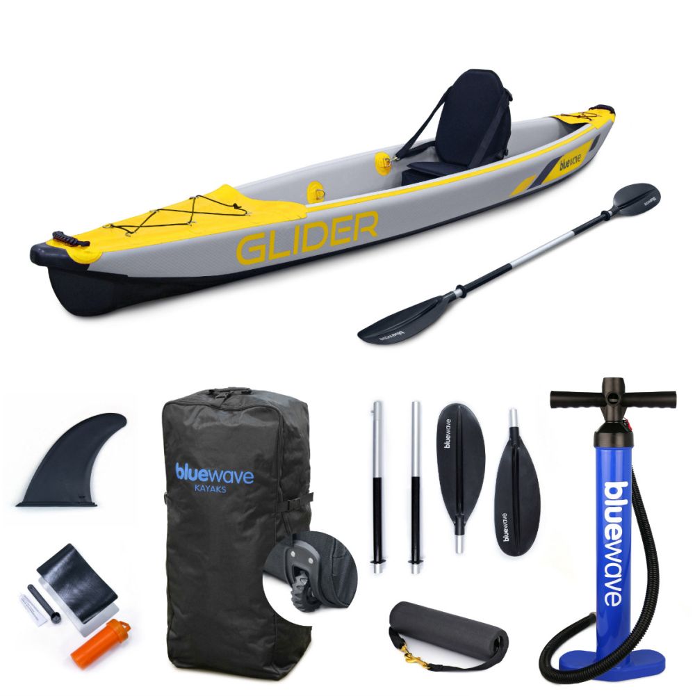 Glider Full Drop-Stitch Single Inflatable Kayak Package | Yellow