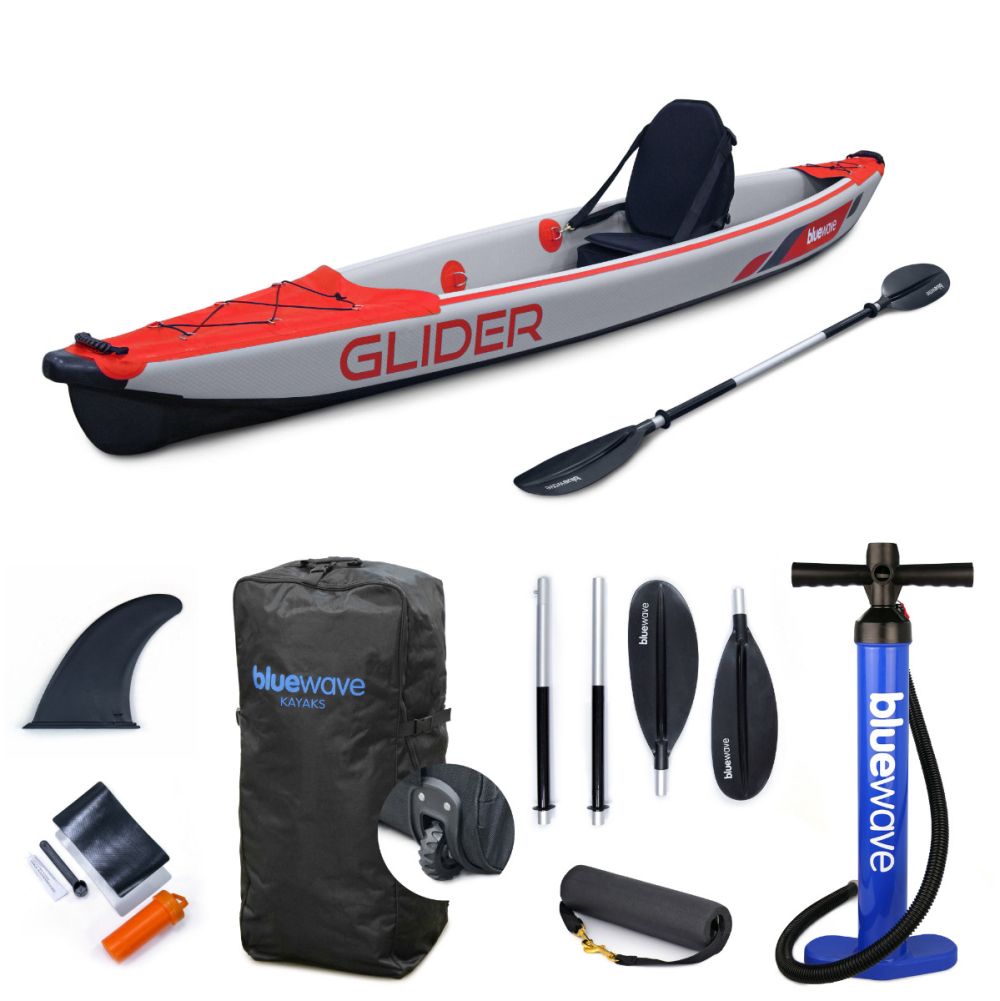 Glider Full Drop-Stitch Single Inflatable Kayak Package | Red