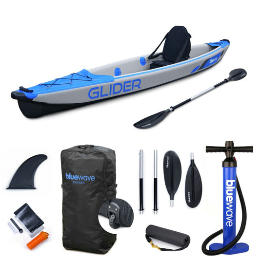 Glider Full Drop-Stitch Single Inflatable Kayak Package | Blue